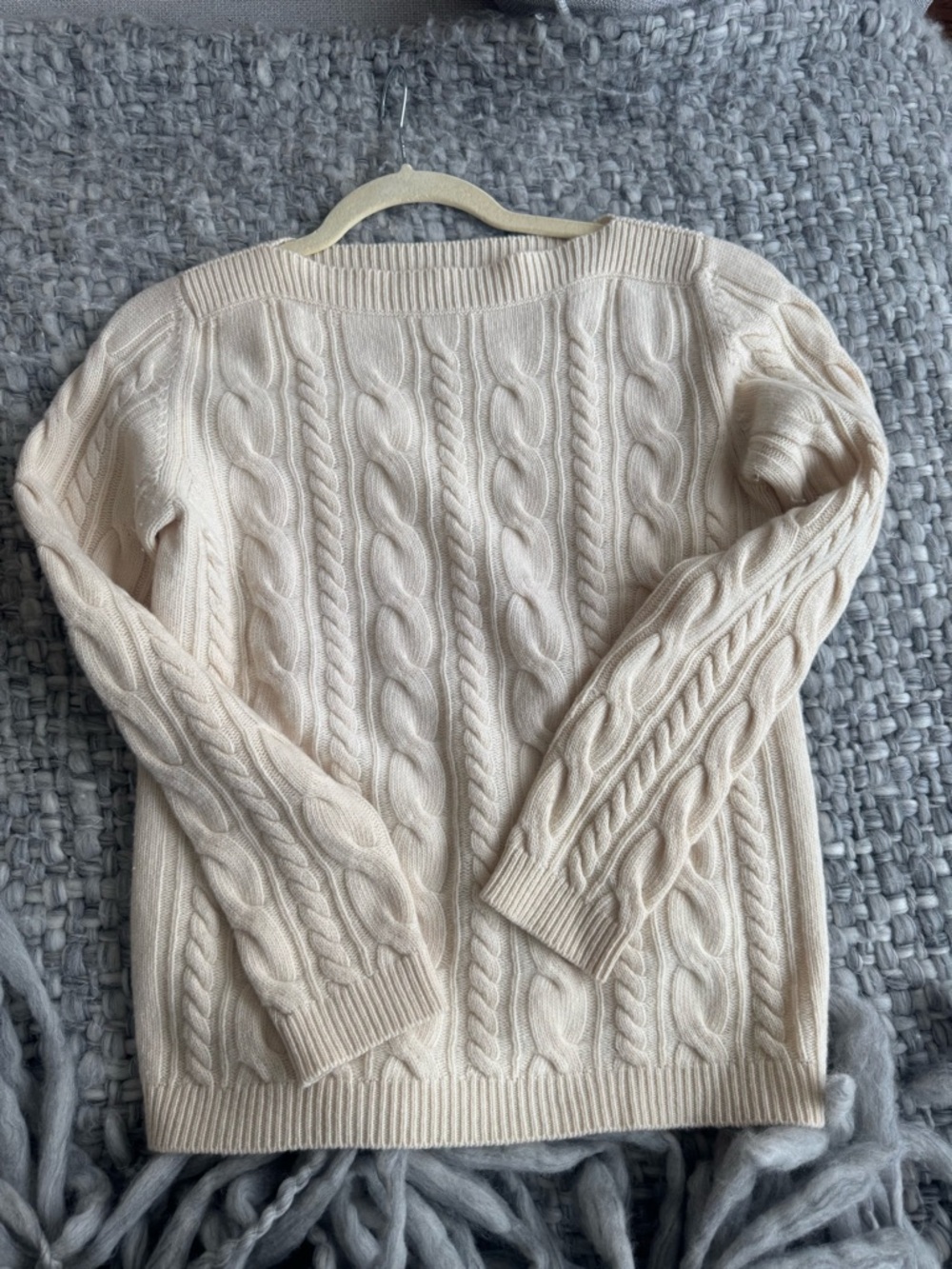 MaxMara Cream Cable-Knit Crewneck Sweater